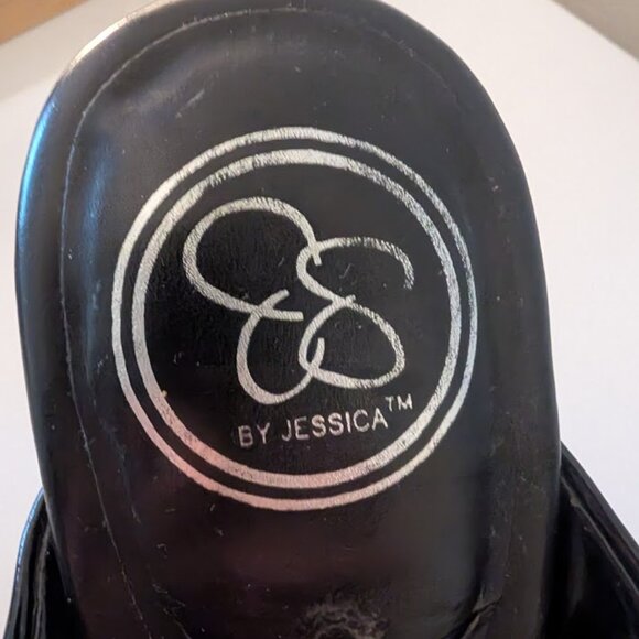 Jessica Simpson Black Patton Leather Platform Wedge Heels Size 7M - Picture 5 of 5